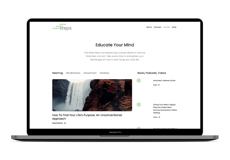 Steps Wellness website